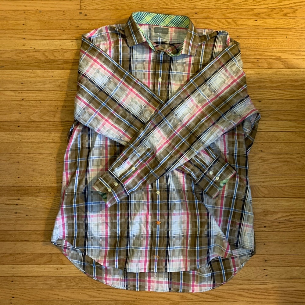 Thomas Dean Men’s Button Down Collared Shirt
